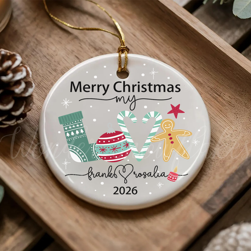 Personalized "Merry Christmas My Love" Ornament – Custom Couples Holiday Keepsake