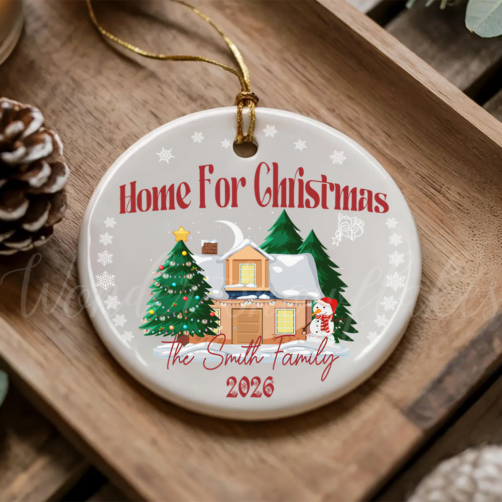Personalized "Home For Christmas" Family Ornament – Custom New Home Keepsake