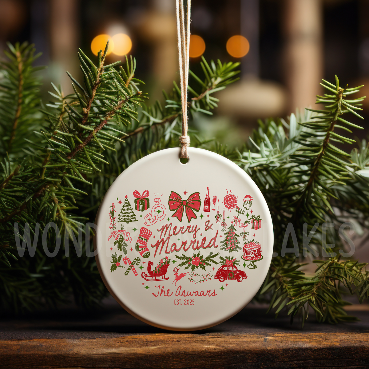 Personalized "Merry & Married" First Christmas Ornament – Custom Newlywed Keepsake