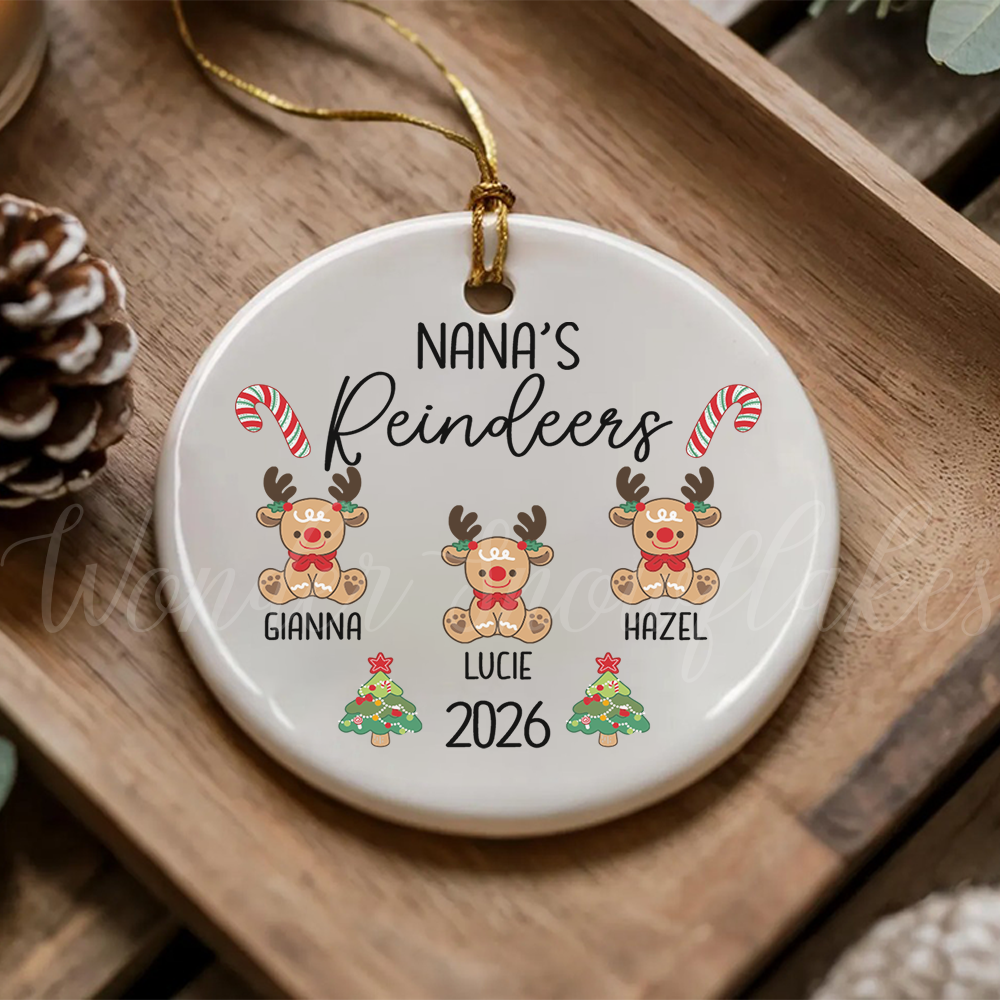 Personalized "Nana's Reindeers" Keepsake Ornament – Custom Grandkids Christmas Tree Decoration