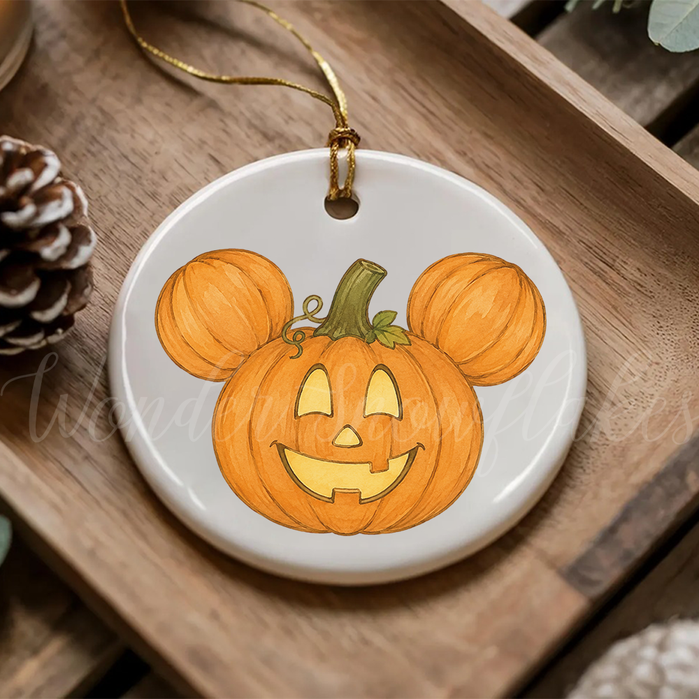"Magical Autumn" Mouse Pumpkin Ornament – Whimsical Fall & Halloween Keepsake