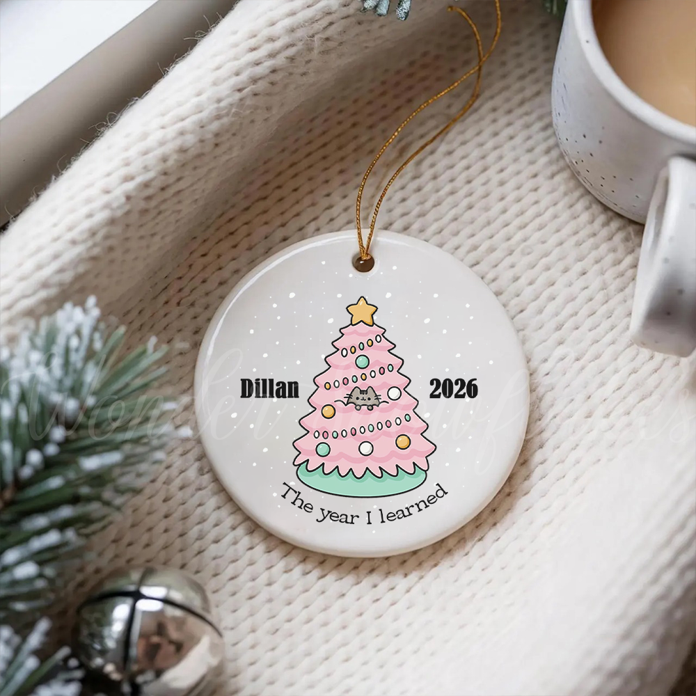 Personalized "The Year I Learned" Milestone Ornament – Custom Kids Christmas Keepsake