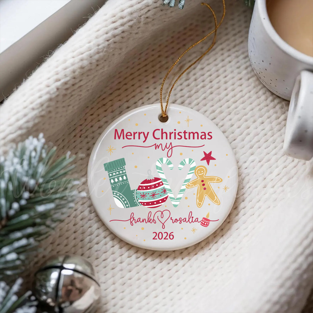 Personalized "Merry Christmas My Love" Ornament – Custom Couples Holiday Keepsake