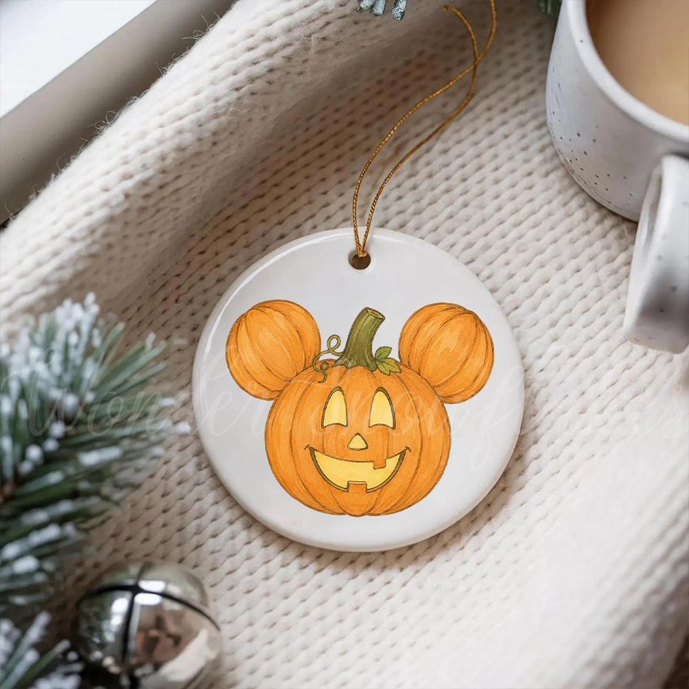 "Magical Autumn" Mouse Pumpkin Ornament – Whimsical Fall & Halloween Keepsake