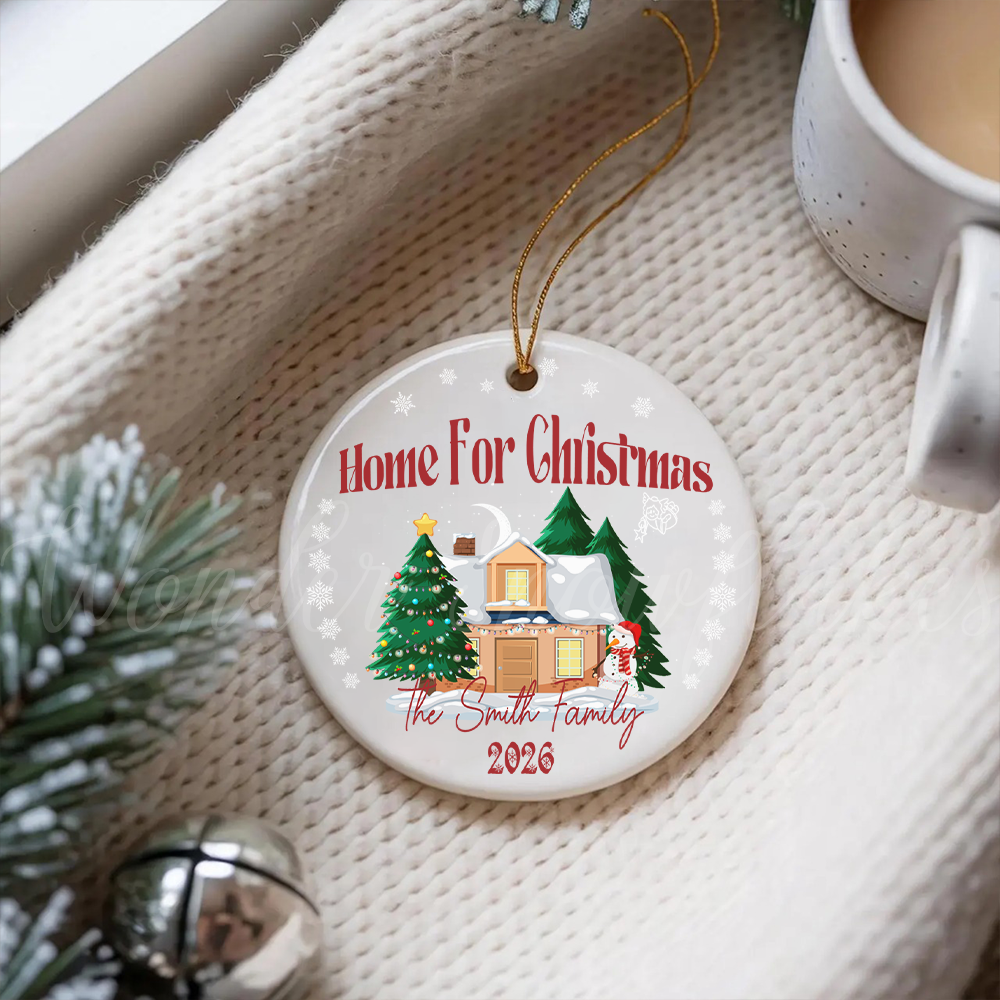 Personalized "Home For Christmas" Family Ornament – Custom New Home Keepsake