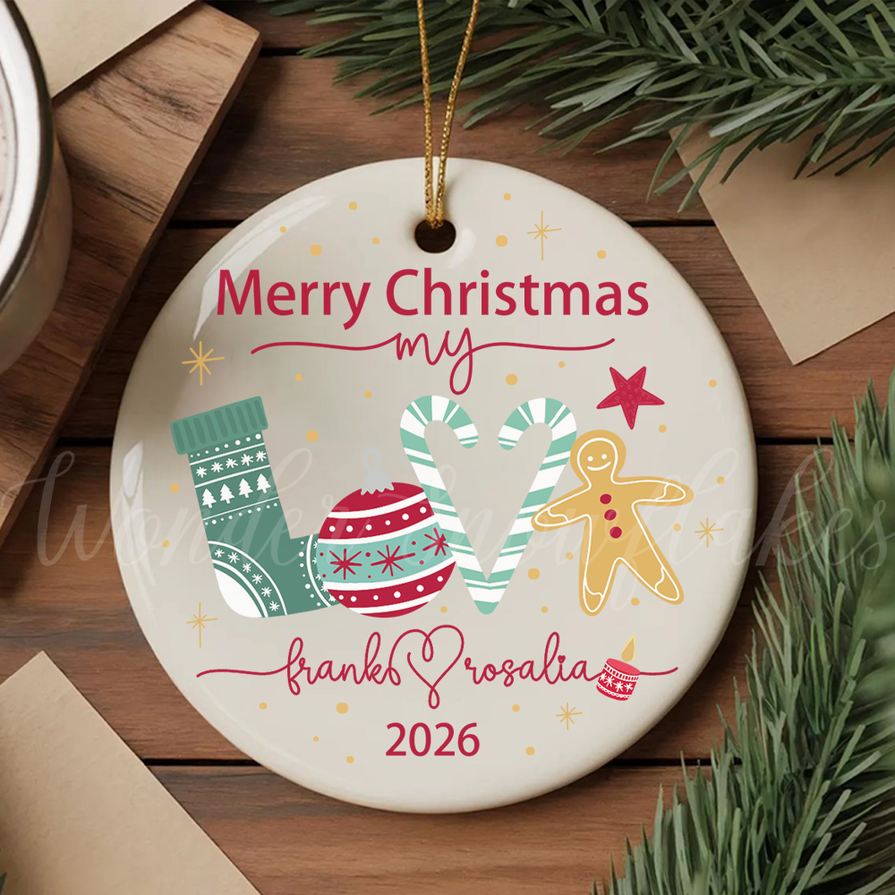 Personalized "Merry Christmas My Love" Ornament – Custom Couples Holiday Keepsake