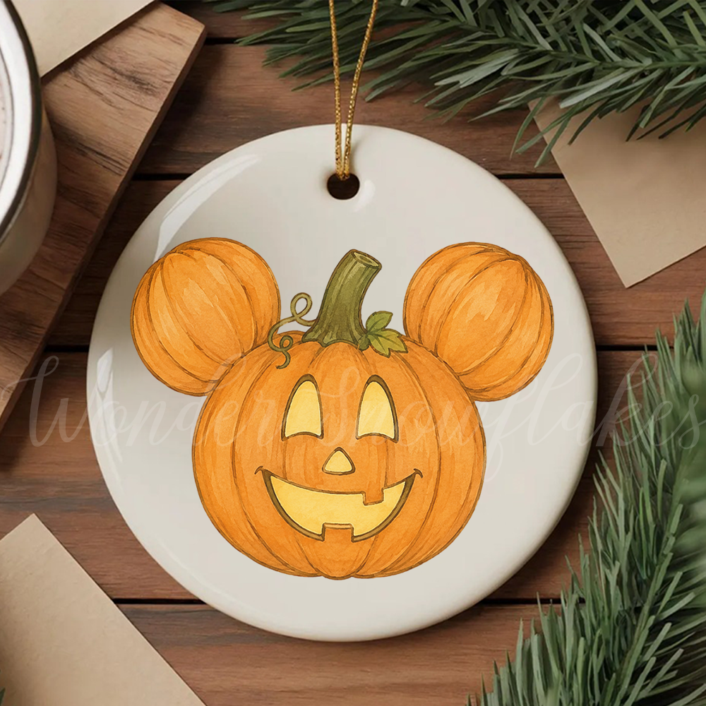 "Magical Autumn" Mouse Pumpkin Ornament – Whimsical Fall & Halloween Keepsake