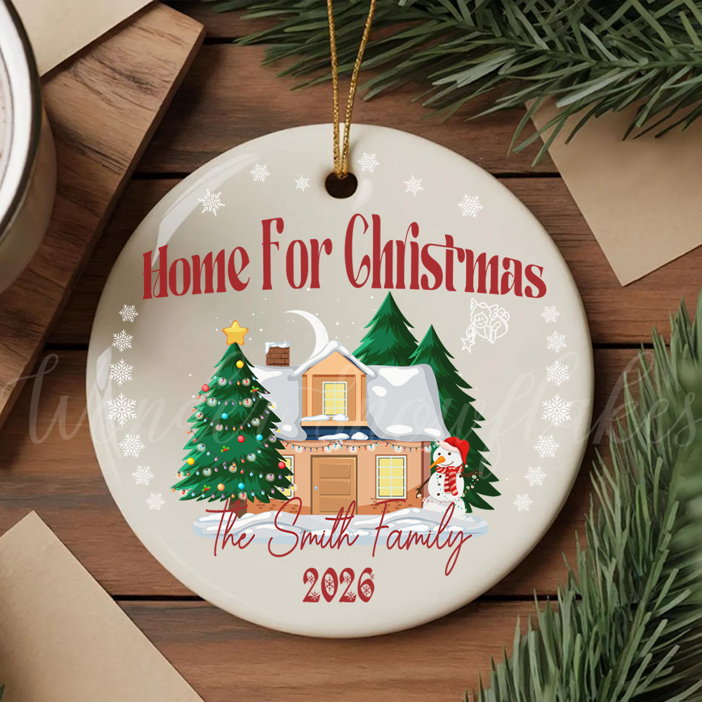 Personalized "Home For Christmas" Family Ornament – Custom New Home Keepsake