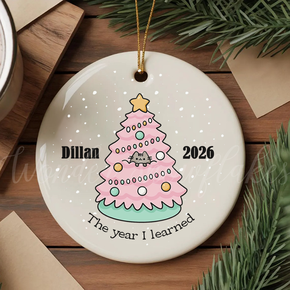 Personalized "The Year I Learned" Milestone Ornament – Custom Kids Christmas Keepsake