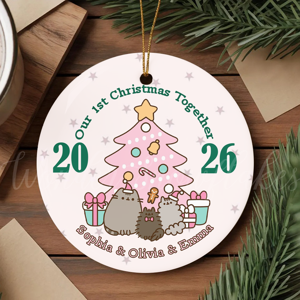 Personalized "Our 1st Christmas Together" Kawaii Cats Ornament – Custom Keepsake for Best Friends, Sisters, or Roommates
