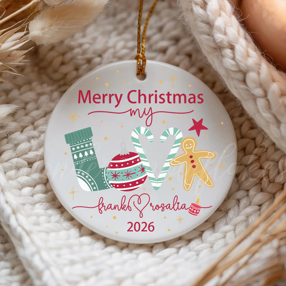 Personalized "Merry Christmas My Love" Ornament – Custom Couples Holiday Keepsake