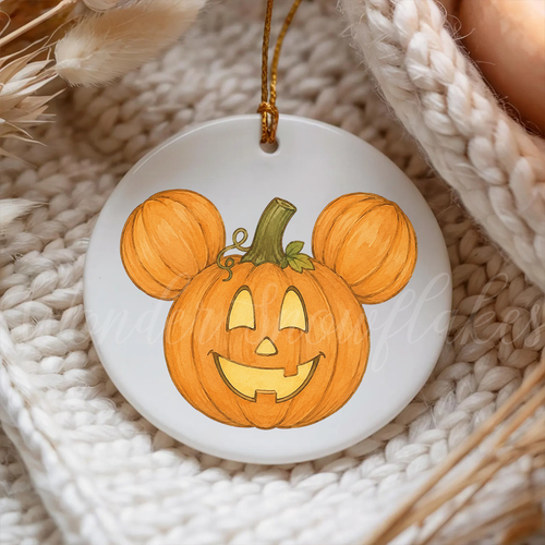 "Magical Autumn" Mouse Pumpkin Ornament – Whimsical Fall & Halloween Keepsake