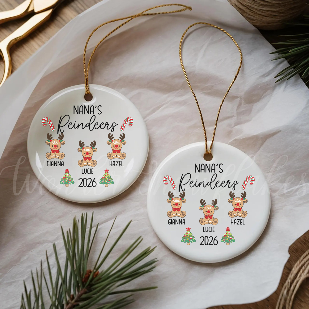Personalized "Nana's Reindeers" Keepsake Ornament – Custom Grandkids Christmas Tree Decoration