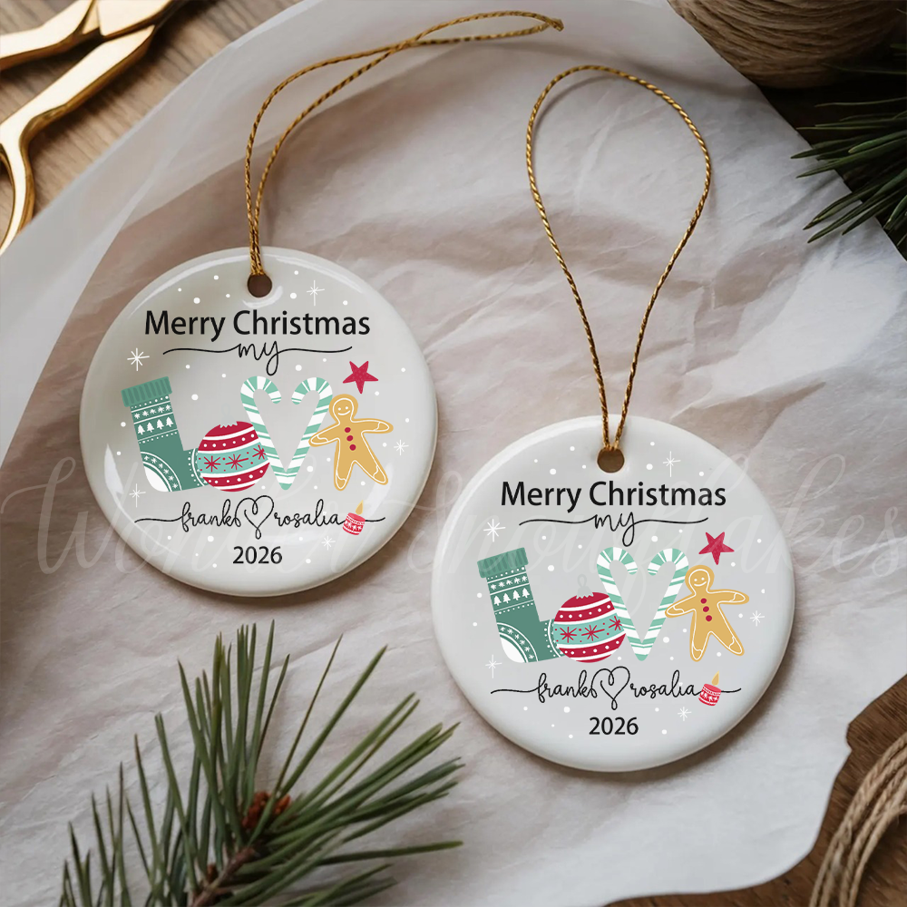 Personalized "Merry Christmas My Love" Ornament – Custom Couples Holiday Keepsake