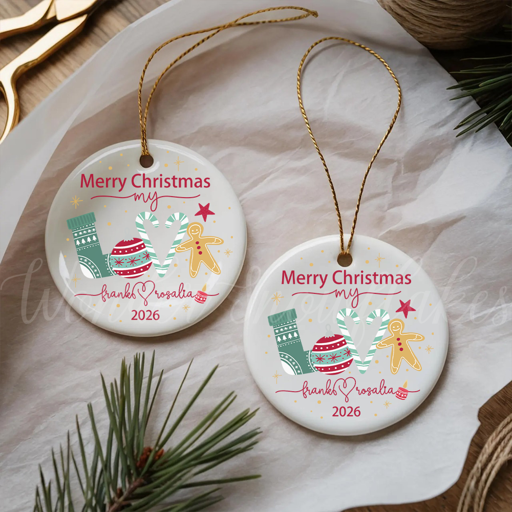 Personalized "Merry Christmas My Love" Ornament – Custom Couples Holiday Keepsake