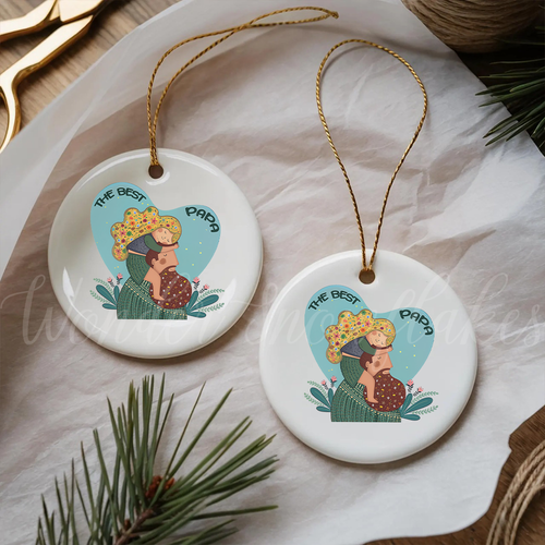 "The Best Papa" Father & Daughter Keepsake Ornament – Heartfelt Christmas Decoration