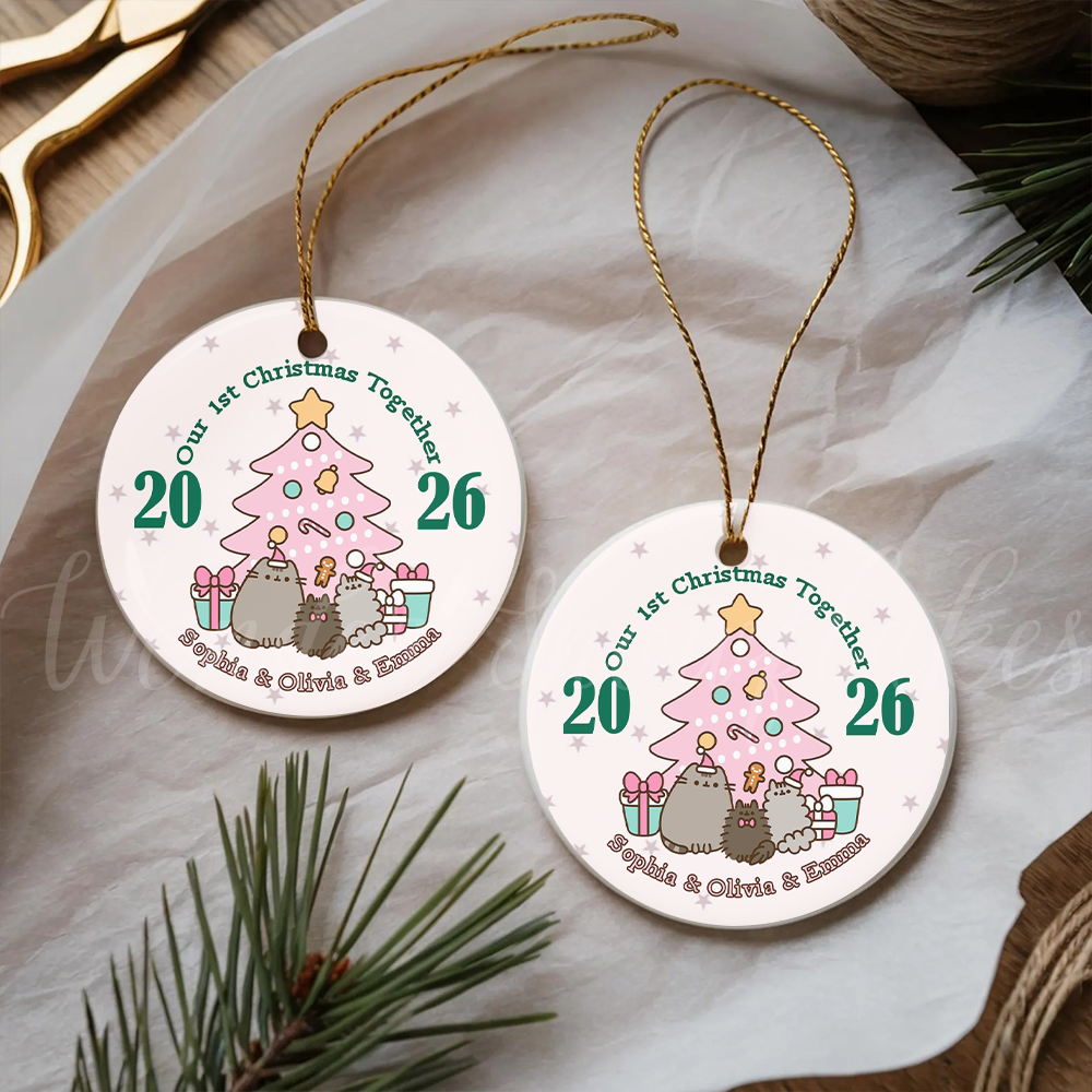 Personalized "Our 1st Christmas Together" Kawaii Cats Ornament – Custom Keepsake for Best Friends, Sisters, or Roommates