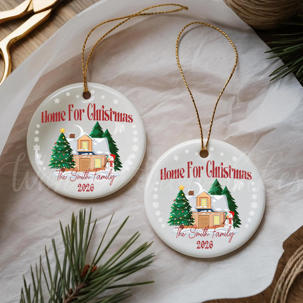Personalized "Home For Christmas" Family Ornament – Custom New Home Keepsake