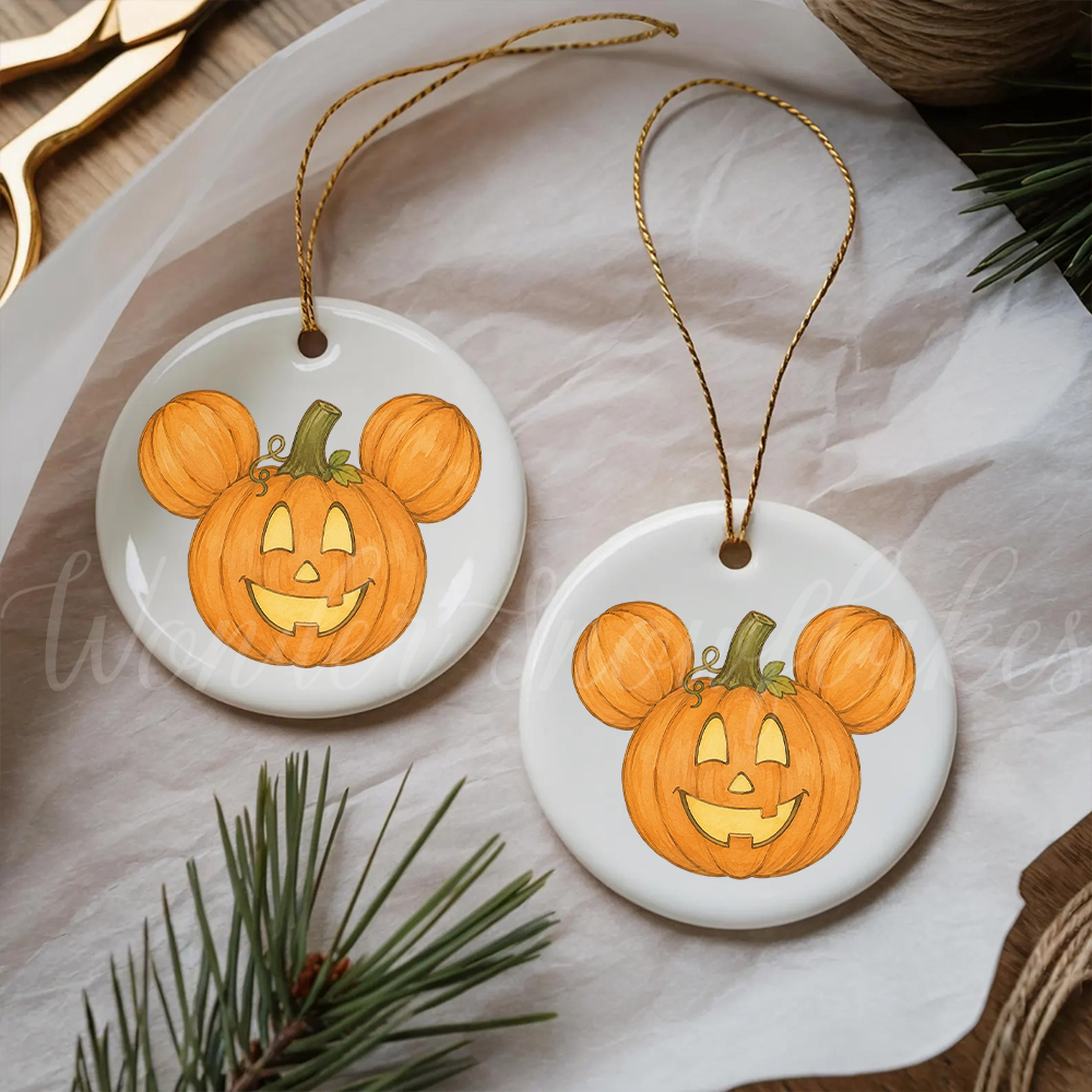 "Magical Autumn" Mouse Pumpkin Ornament – Whimsical Fall & Halloween Keepsake