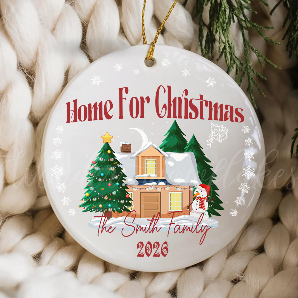 Personalized "Home For Christmas" Family Ornament – Custom New Home Keepsake