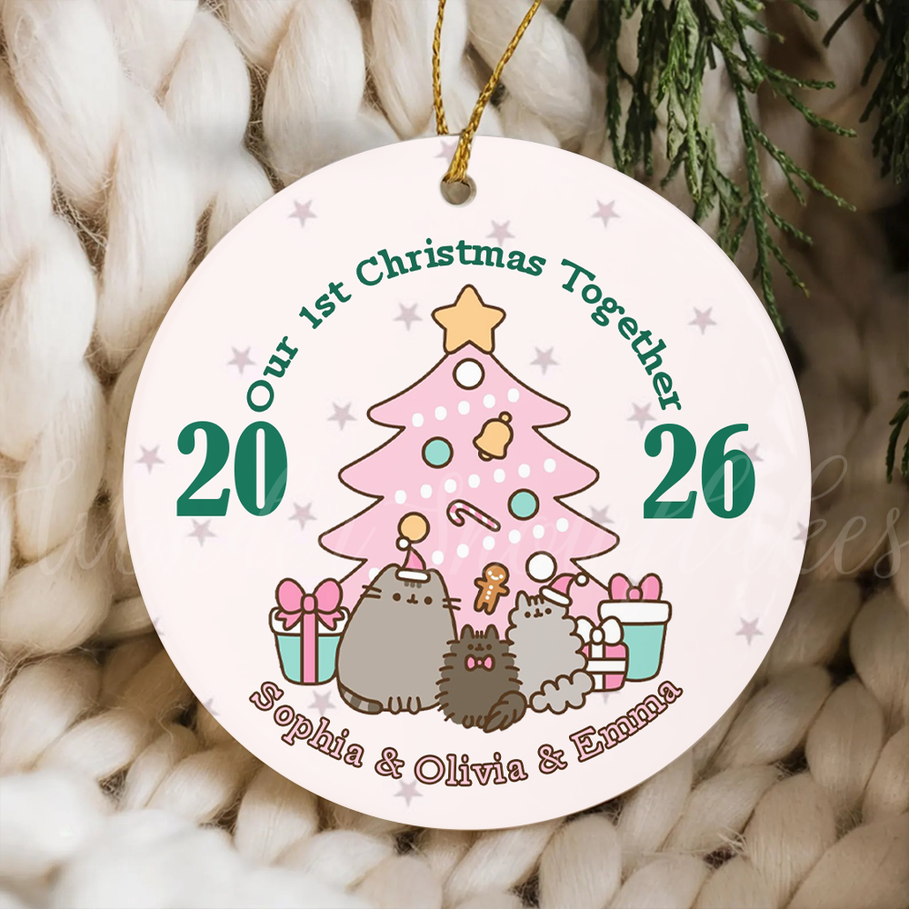 Personalized "Our 1st Christmas Together" Kawaii Cats Ornament – Custom Keepsake for Best Friends, Sisters, or Roommates