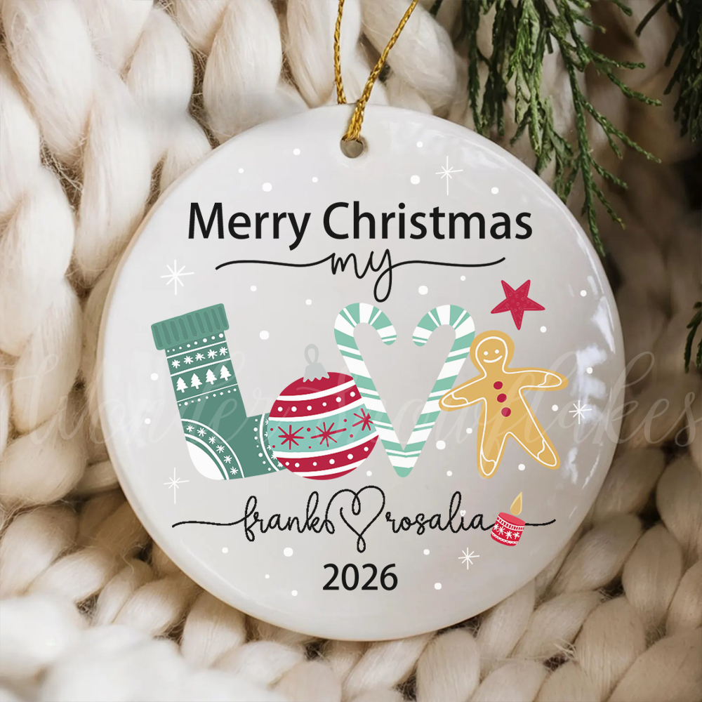 Personalized "Merry Christmas My Love" Ornament – Custom Couples Holiday Keepsake