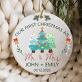 Personalized "Our First Christmas As Mr. & Mrs." Ornament – Custom Decorated Trees Newlywed Keepsake