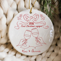 Personalized "First Christmas Engaged" Ornament – Custom Elegant Line Art Couples Keepsake