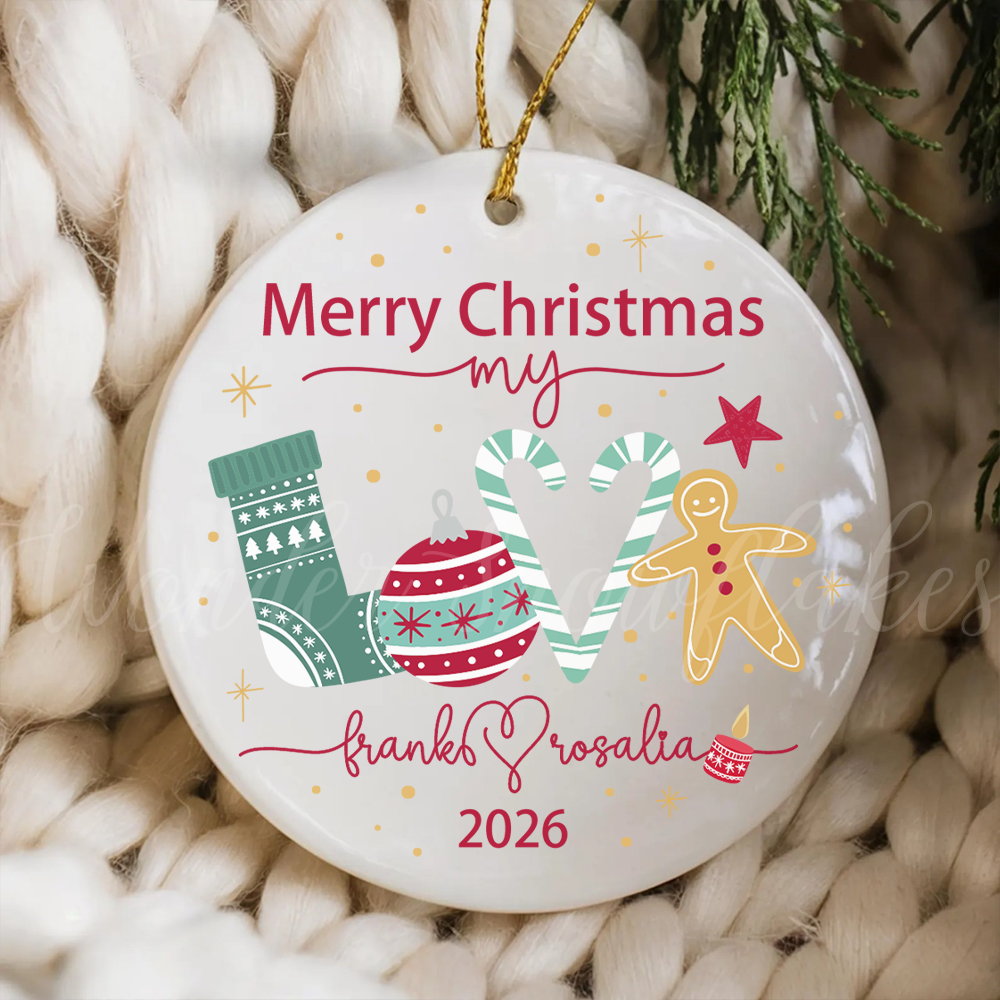 Personalized "Merry Christmas My Love" Ornament – Custom Couples Holiday Keepsake