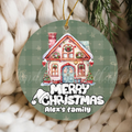 Personalized "Merry Christmas" Family Home Ornament – Custom Cozy Plaid Keepsake